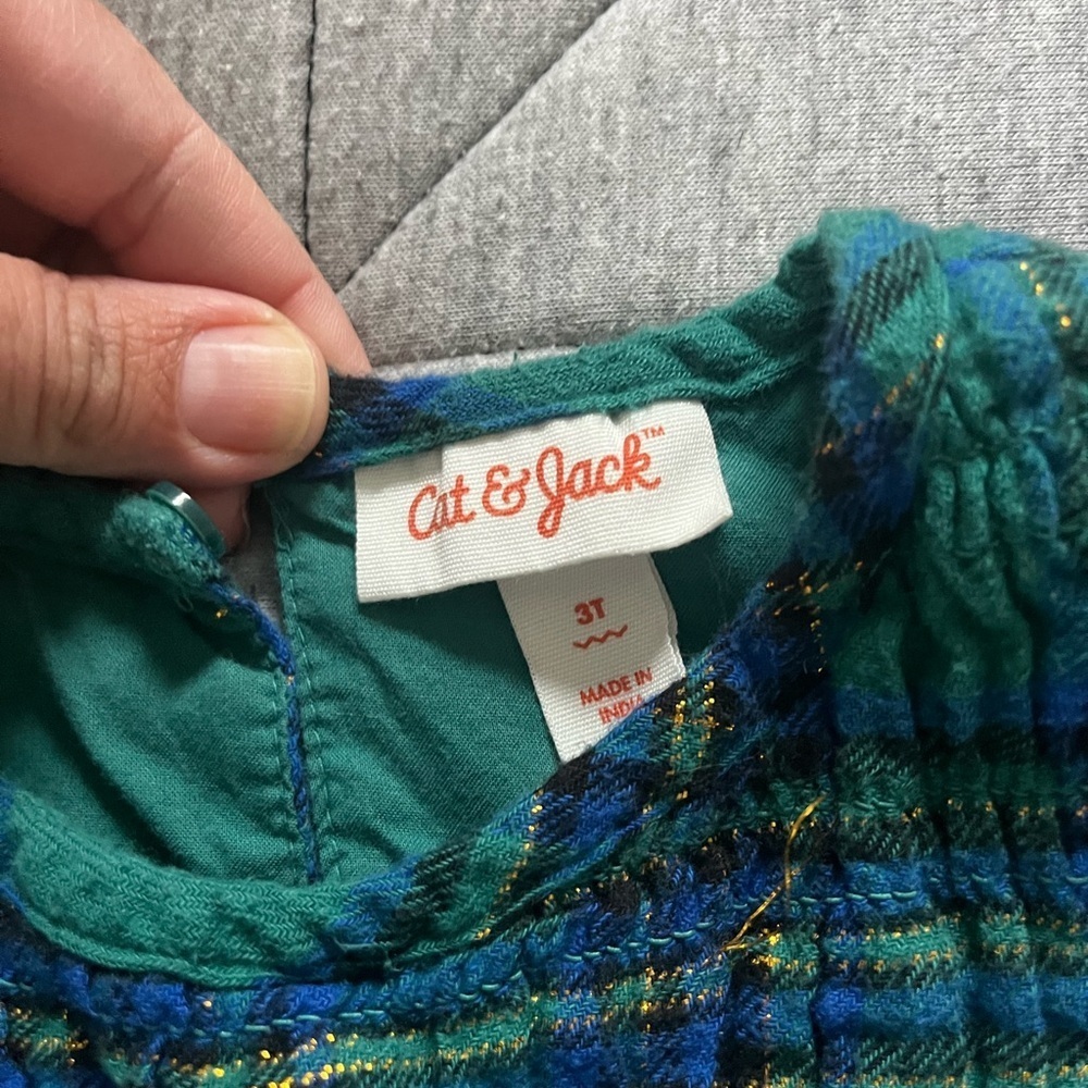 Cat & Jack Blue and Green Plaid Dress - Picture 2 of 4